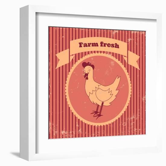 Retro Chicken-los_ojos_pardos-Framed Art Print