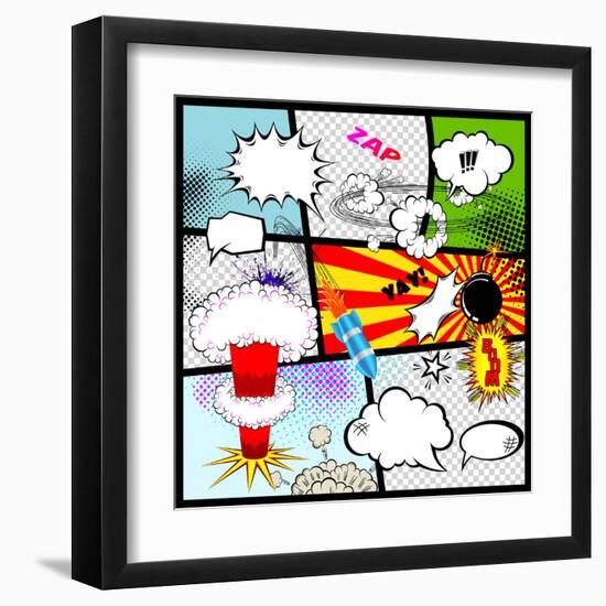 Retro Comic Book Speech Bubbles-Designer_things-Framed Art Print