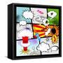 Retro Comic Book Speech Bubbles-Designer_things-Framed Stretched Canvas