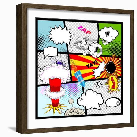 Retro Comic Book Speech Bubbles-Designer_things-Framed Art Print