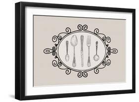 Retro Cutlery Sketch Set-cienpies-Framed Art Print