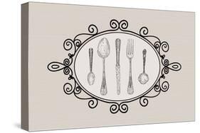 Retro Cutlery Sketch Set-cienpies-Stretched Canvas