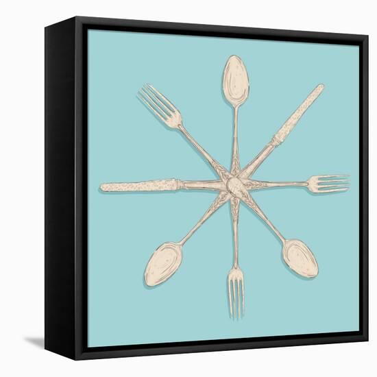 Retro Cutlery-cienpies-Framed Stretched Canvas