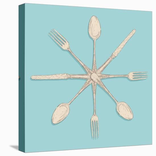 Retro Cutlery-cienpies-Stretched Canvas