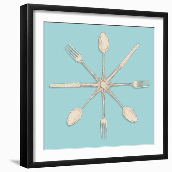 Retro Cutlery-cienpies-Framed Art Print