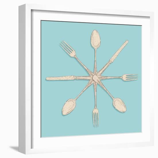 Retro Cutlery-cienpies-Framed Art Print