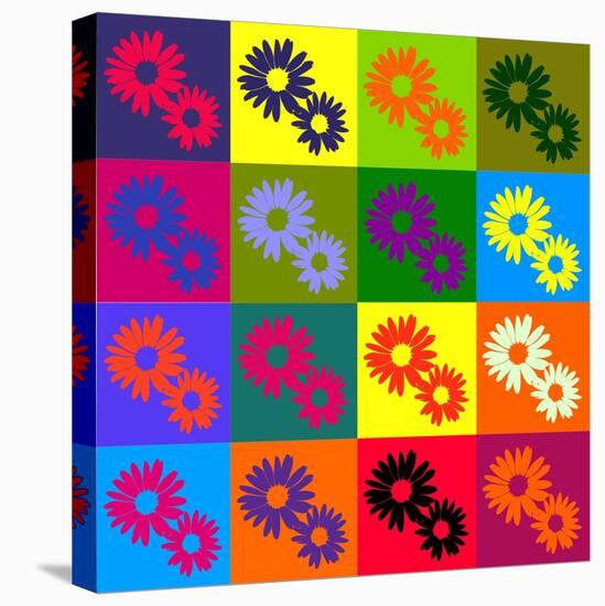 Retro Daisies-kjpargeter-Stretched Canvas