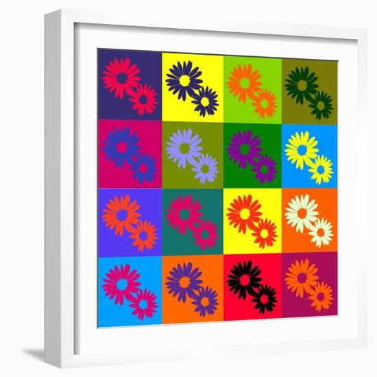 Retro Daisies-kjpargeter-Framed Art Print