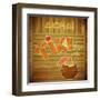 Retro Design Tiki Bar Menu On Wooden Background-elfivetrov-Framed Art Print