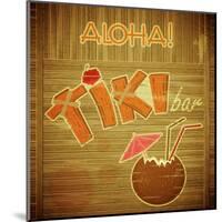 Retro Design Tiki Bar Menu On Wooden Background-elfivetrov-Mounted Art Print