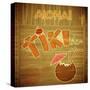 Retro Design Tiki Bar Menu On Wooden Background-elfivetrov-Stretched Canvas