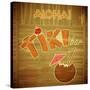 Retro Design Tiki Bar Menu On Wooden Background-elfivetrov-Stretched Canvas