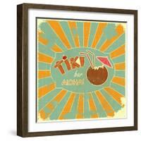 Retro Design Tiki Bar Menu-elfivetrov-Framed Art Print