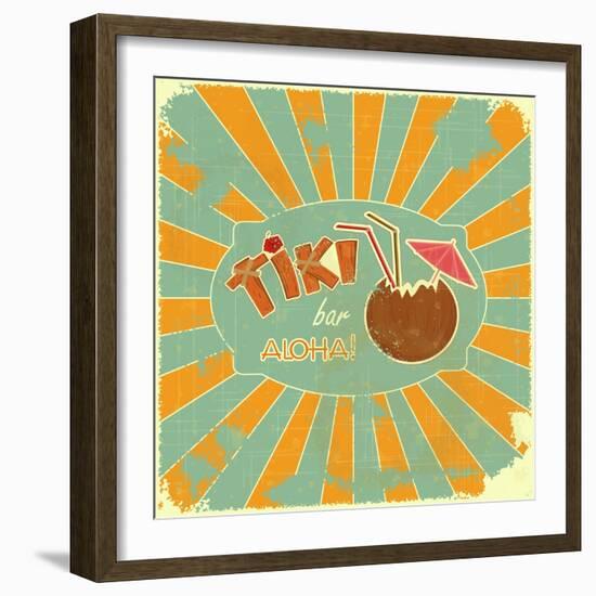 Retro Design Tiki Bar Menu-elfivetrov-Framed Art Print