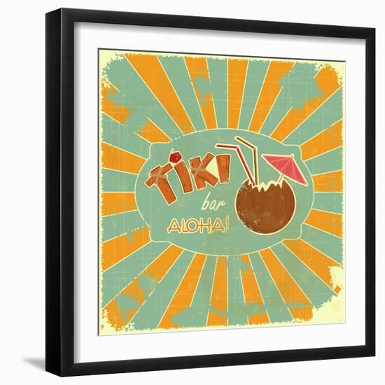 Retro Design Tiki Bar Menu-elfivetrov-Framed Art Print