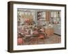 Retro Dining Room-null-Framed Art Print