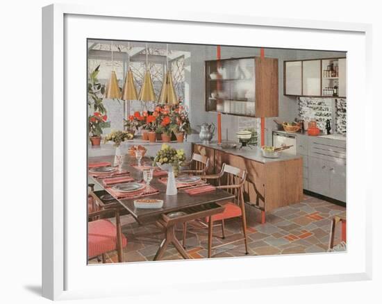 Retro Dining Room-null-Framed Art Print