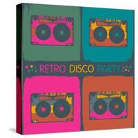 Retro Disco Party Invitation in Pop-Art Style. Raster Version, Vector File Available in Portfolio.-pashabo-Stretched Canvas