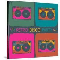 Retro Disco Party Invitation in Pop-Art Style. Raster Version, Vector File Available in Portfolio.-pashabo-Stretched Canvas