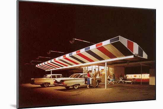 Retro Drive-In-null-Mounted Art Print
