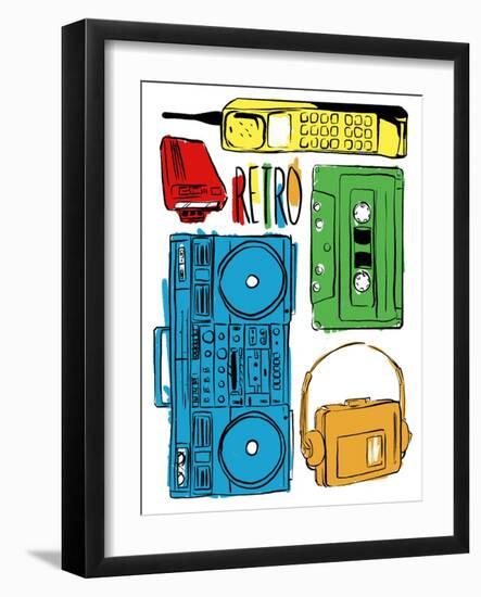 Retro Electronix Colored-Milli Villa-Framed Art Print