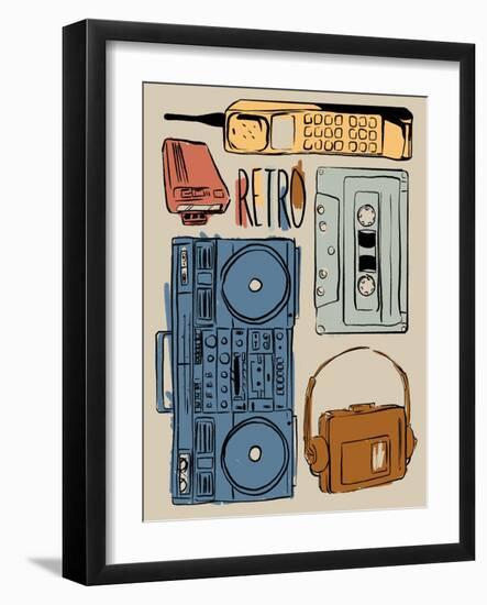 Retro Electronix Mute Colored-Milli Villa-Framed Art Print