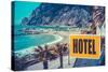 Retro Euro Beach Hotel Sign-Mr Doomits-Stretched Canvas