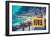Retro Euro Beach Hotel Sign-Mr Doomits-Framed Photographic Print