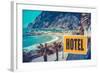 Retro Euro Beach Hotel Sign-Mr Doomits-Framed Photographic Print