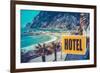 Retro Euro Beach Hotel Sign-Mr Doomits-Framed Photographic Print