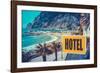 Retro Euro Beach Hotel Sign-mrdoomits-Framed Photographic Print