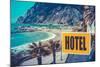 Retro Euro Beach Hotel Sign-mrdoomits-Mounted Photographic Print