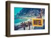 Retro Euro Beach Hotel Sign-mrdoomits-Framed Photographic Print