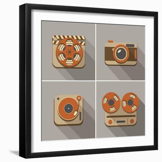 Retro Flat Arts Icon-YasnaTen-Framed Art Print