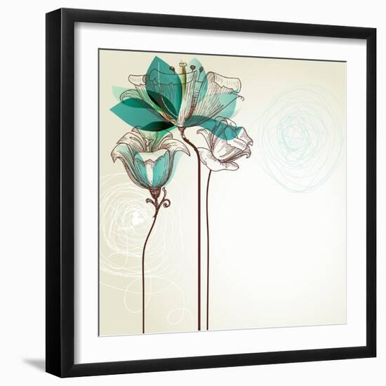 Retro Floral Background-Danussa-Framed Art Print