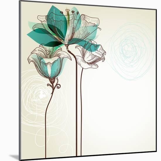 Retro Floral Background-Danussa-Mounted Art Print