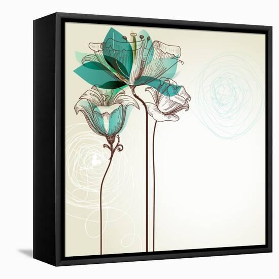 Retro Floral Background-Danussa-Framed Stretched Canvas