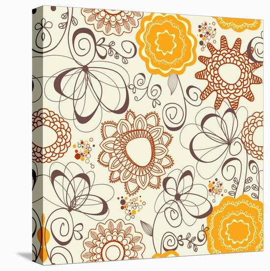 Retro Floral Pattern-Danussa-Stretched Canvas