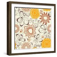 Retro Floral Pattern-Danussa-Framed Art Print