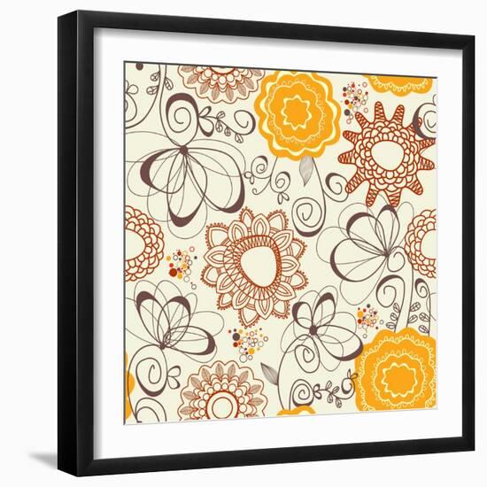 Retro Floral Pattern-Danussa-Framed Art Print
