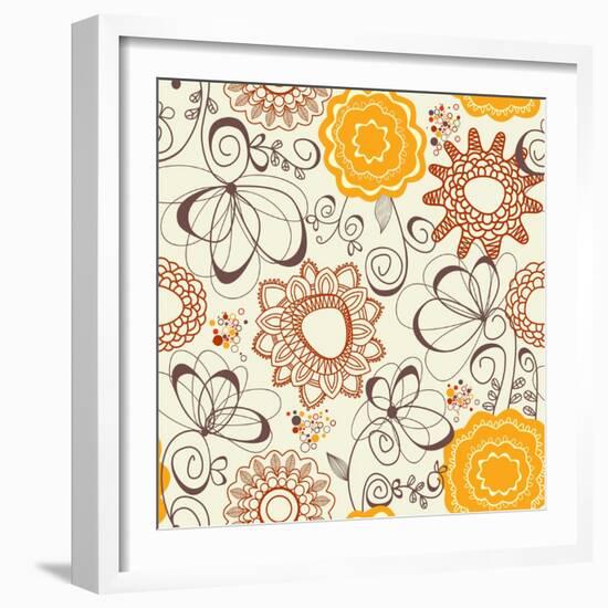 Retro Floral Pattern-Danussa-Framed Art Print