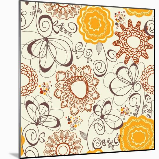 Retro Floral Pattern-Danussa-Mounted Art Print