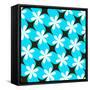 Retro Flower Pattern Blue-null-Framed Stretched Canvas