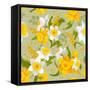 Retro Flower Seamless Pattern - Daffodils. Vector.-Pagina-Framed Stretched Canvas