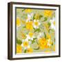 Retro Flower Seamless Pattern - Daffodils. Vector.-Pagina-Framed Art Print