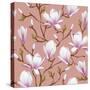 Retro Flower Seamless Pattern - Magnolia. Vector. Easy to Edit.-Pagina-Stretched Canvas