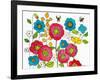 Retro Flowers and Two Bees-Blenda Tyvoll-Framed Art Print