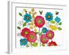 Retro Flowers and Two Bees-Blenda Tyvoll-Framed Art Print