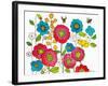 Retro Flowers and Two Bees-Blenda Tyvoll-Framed Art Print