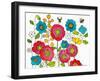 Retro Flowers and Two Bees-Blenda Tyvoll-Framed Art Print